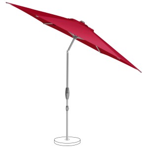 Suncomfort Marktschirm, rot mit weinrot, mit Kurbel. Sonnenschirm für Garten und Balkon.