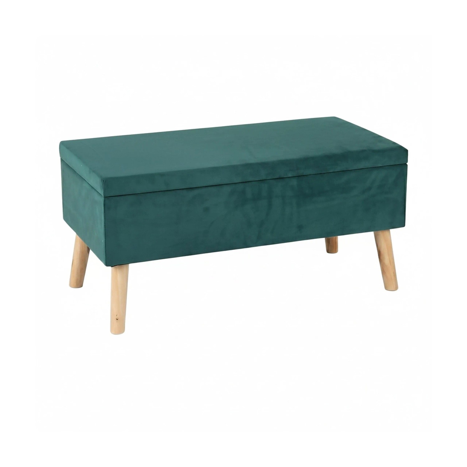 Relaxdays Sitzbank Samt Eukalyptusholz Dunkelgrün Mit Stauraum Aufklappbar Gepolstert 41 cm x 80 cm x 40 cm 12,2 kg
