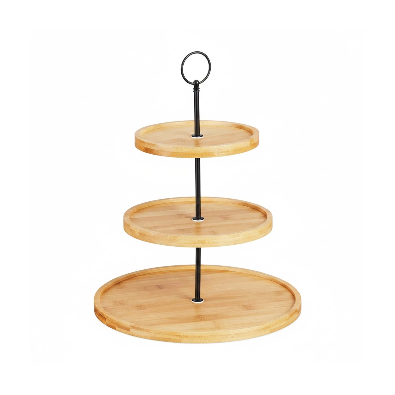 Relaxdays Etagere Bambus Natur Schwarz 3 Ebenen 36 cm x 28 cm 1 kg