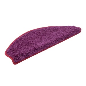 Halbrunde, berry-farbene Shaggy Stufenmatte Barcelona, 23,5x65 cm. Flauschiger Treppenschutz für mehr Sicherheit.