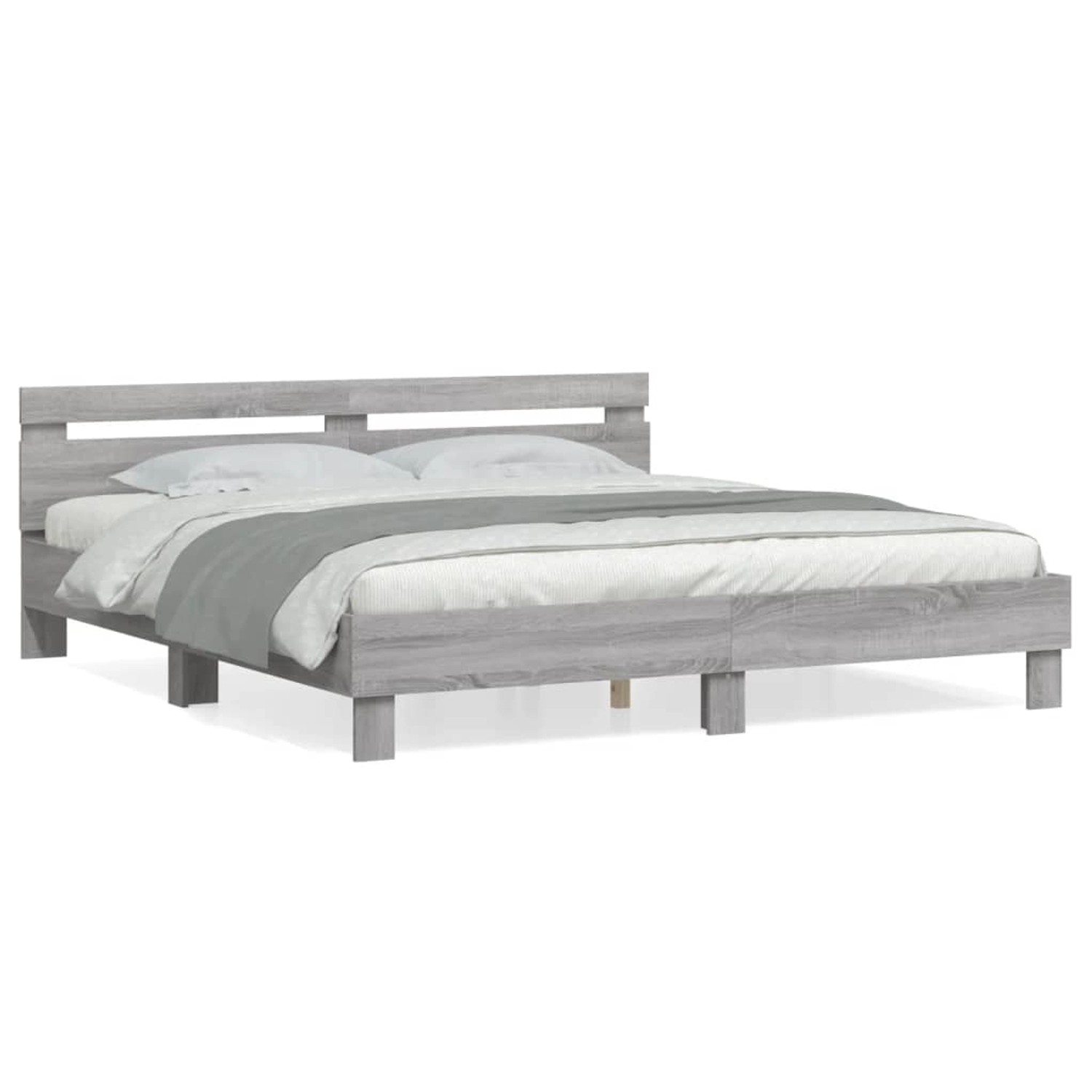 vidaXL Bettgestell mit Kopfteil Grau Sonoma 160x200 cm Holzwerkstoff 320741 günstig online kaufen