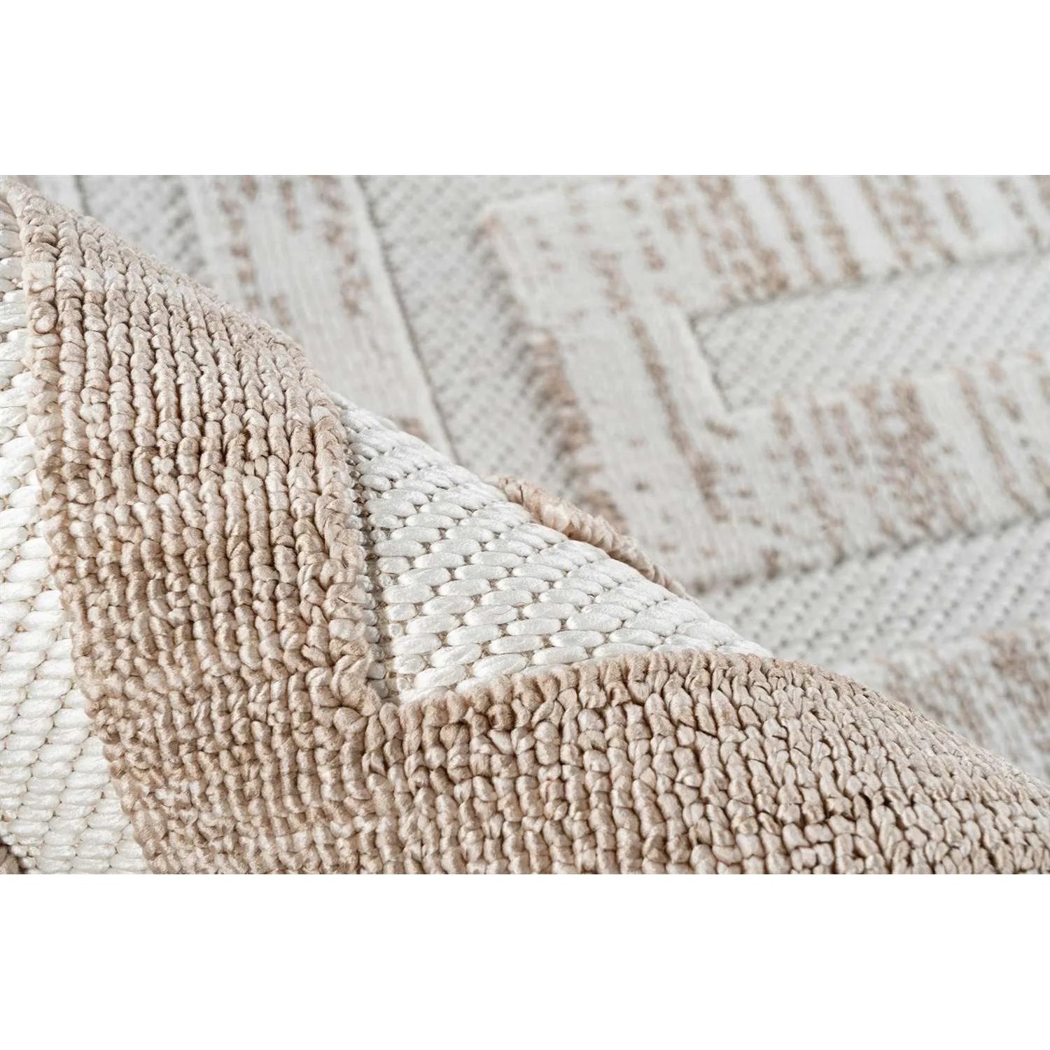 Kunsen Wohnzimmer Teppich 120x160cm - Gelb-Braun Kurzflor Mit Streifenmuster