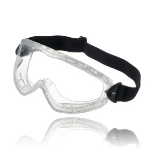 Dräger Schutzbrille X-pect 4400, klar, kratzfest, mit schwarzem, verstellbarem Kopfband für Augenschutz.