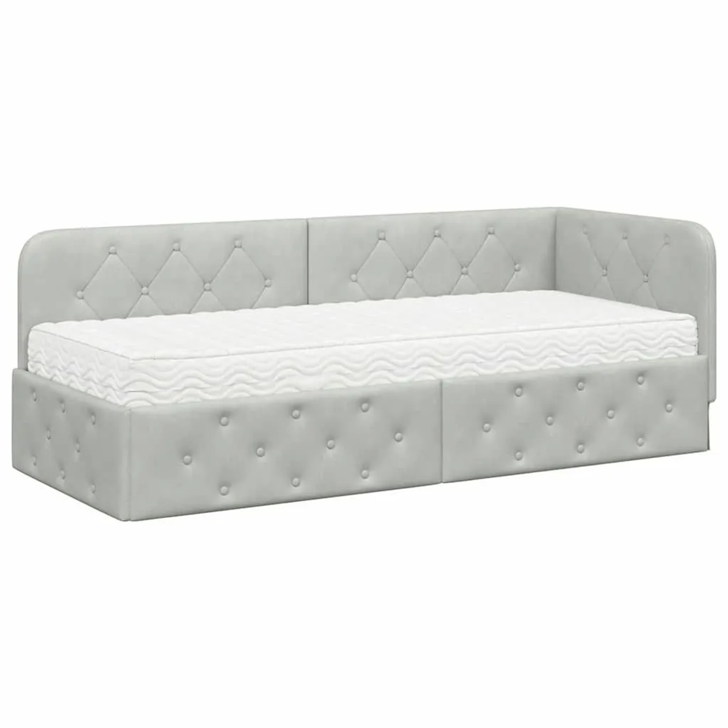 vidaXL Eckbettgestell mit Matratze Hellgrau 80 x 200 cm Samt 3394062 günstig online kaufen