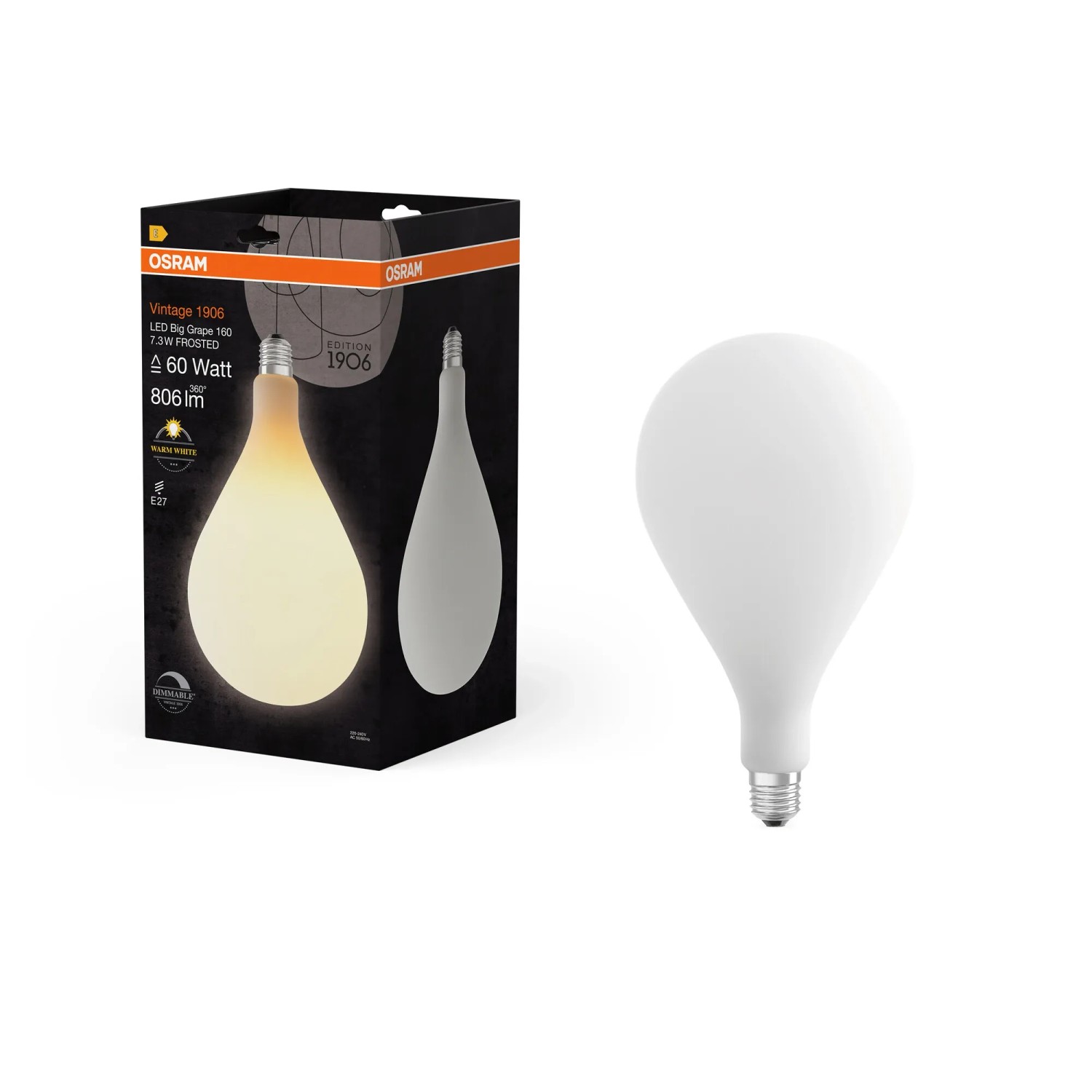 Osram LED-Lampe E27 Big Grape 7.3 W 2.700 K 28,5 cm x Ø 16 cm