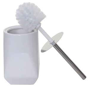 Weißes WC-Garnitur Set, 5-teilig. Badhelfer mit Bürste und Halter.