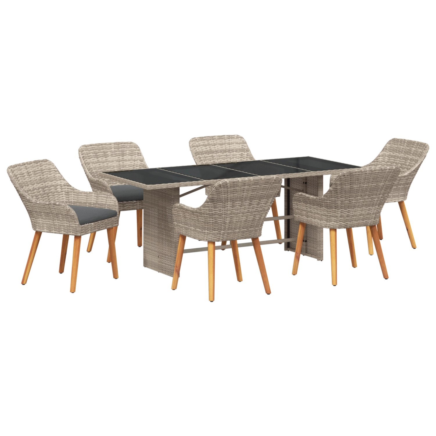 vidaXL Outdoortisch-Set 7-Tlg Hellgrau 3261633 günstig online kaufen