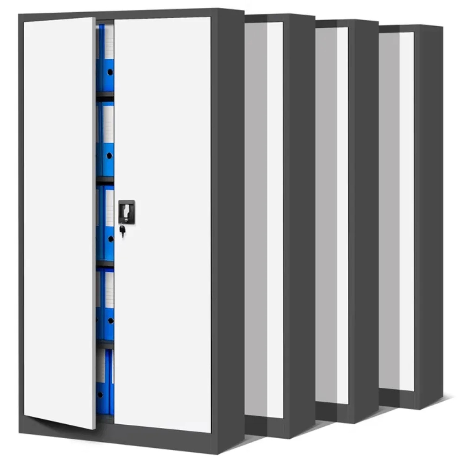 JAN NOWAK Aktenschrank Abschließbar 4er Set JAN 185 x 90 x 40 cm Anthrazit-Weiß