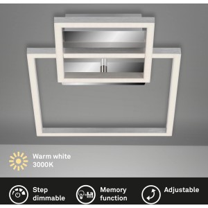 Eckige Briloner LED Deckenleuchte in Chrom-Alu, dimmbar und drehbar.