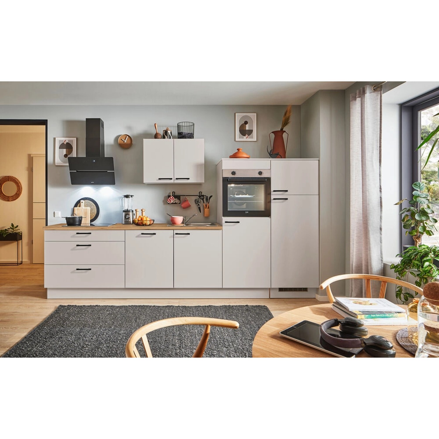 pino Küchenzeile 330 cm Kaschmirgrau Anschlag rechts 2 Geräteschränke