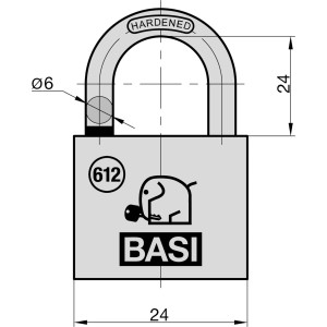 Basi Vorhangschloss VHS 612, 40mm, Messinggehäuse, mit Wasserstop und 2 Schlüsseln.