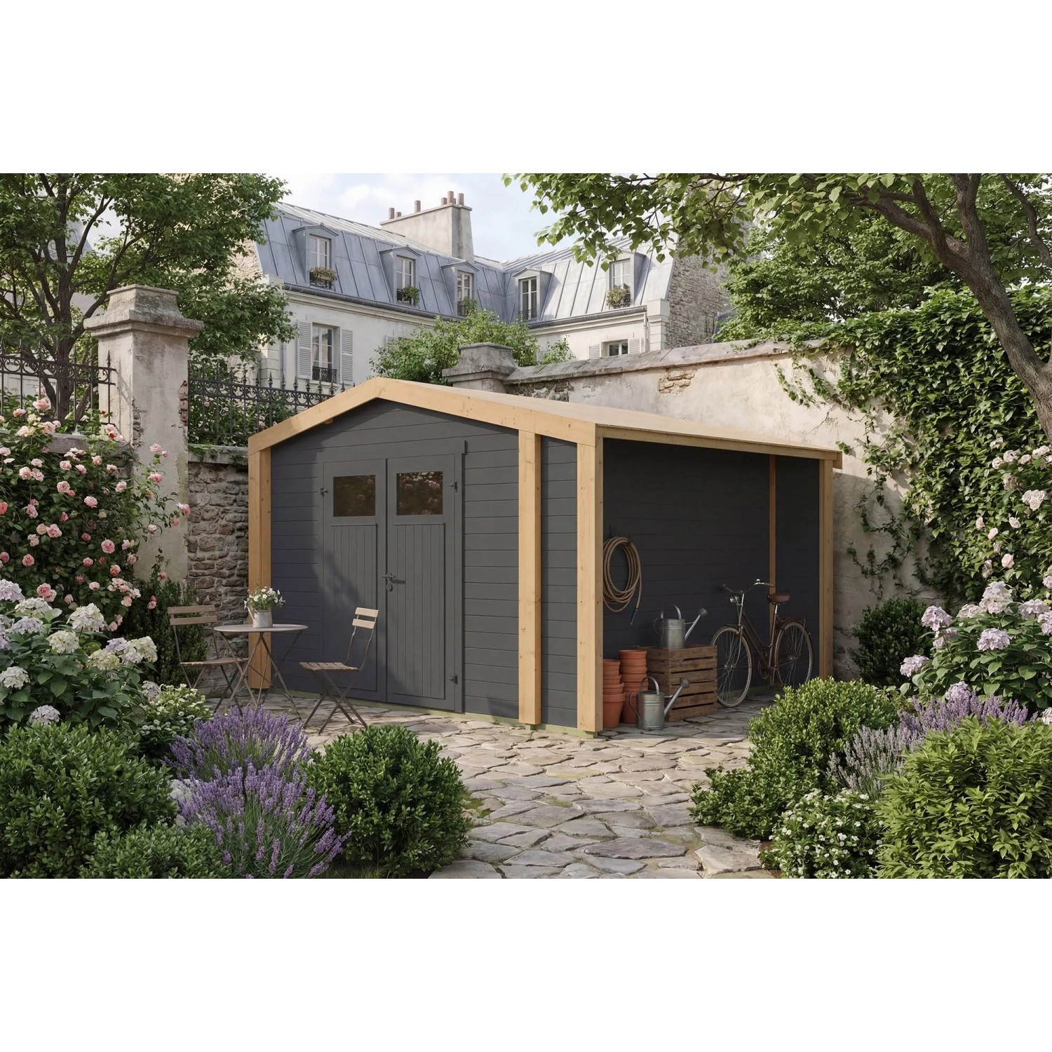 Weka Holz-Gartenhaus Killarney Satteldach Lasiert 361 cm x 313 cm