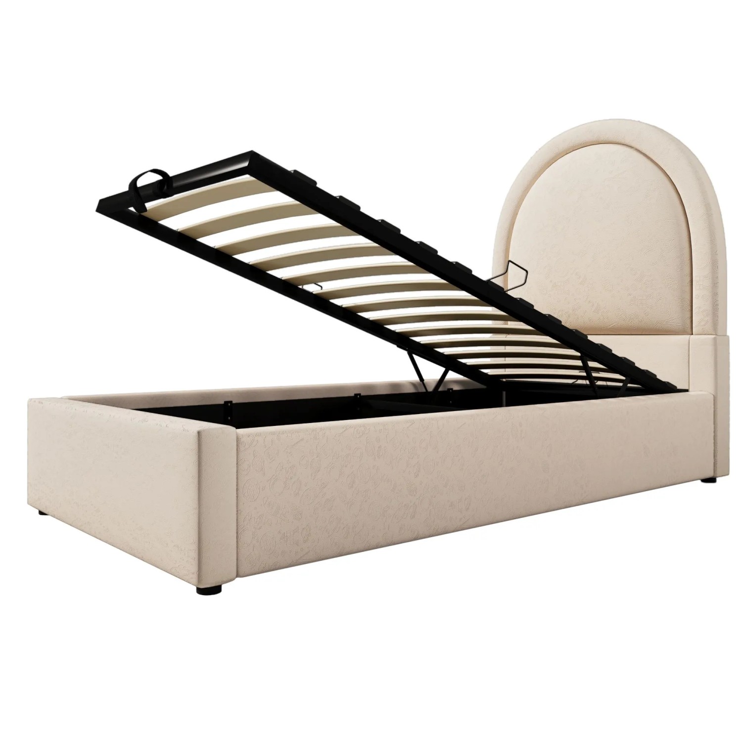 Okwish Polsterbett 90x200cm Mit Samt Kinderzimmer Beige Ohne Matratze