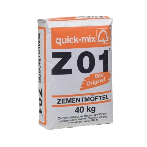 Quick-Mix Zementmörtel 40 kg Sack, geeignet zum Mauern und Putzen.