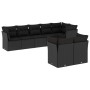 Schwarze 8-tlg. vidaXL Garten-Sofagarnitur aus Poly Rattan mit Kissen, modulares Design.