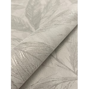 Newroom Vliestapete Denisa grau mit Blätter-Motiv, skandinavischer Stil, strukturierte Oberfläche.