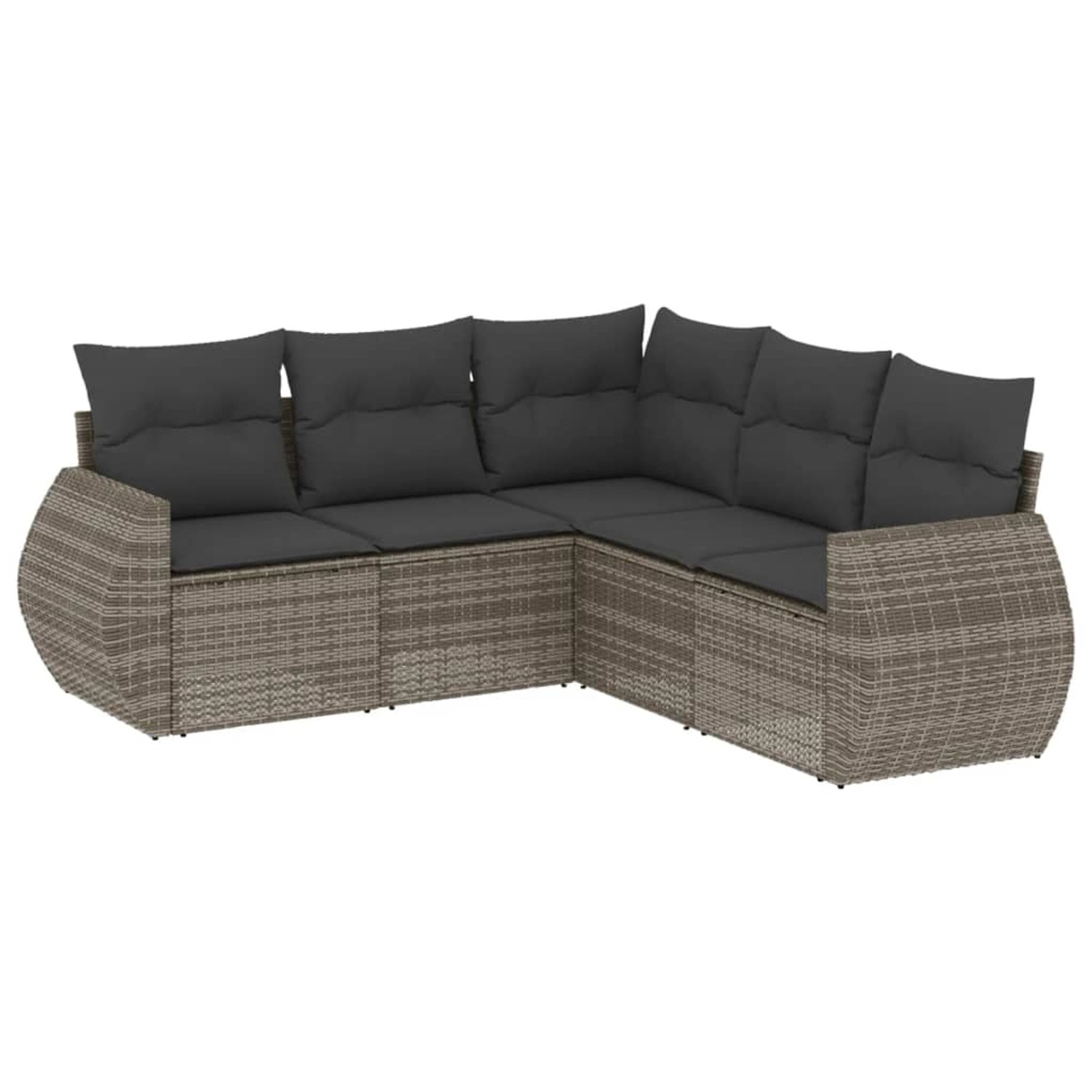 vidaXL 5-Tlg Garten-Sofagarnitur mit Kissen Grau Poly Rattan 3253687 günstig online kaufen