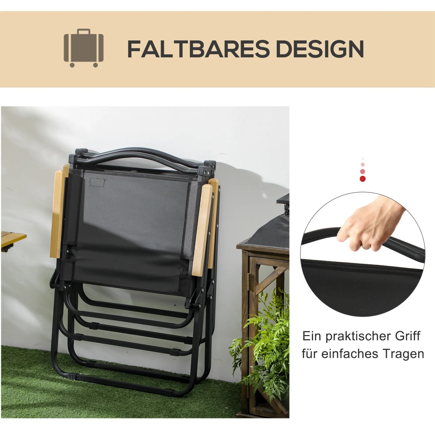 Outsunny Faltbarer Campingstuhl Schwarz 54 x 59 x 78 cm kaufen bei OBI