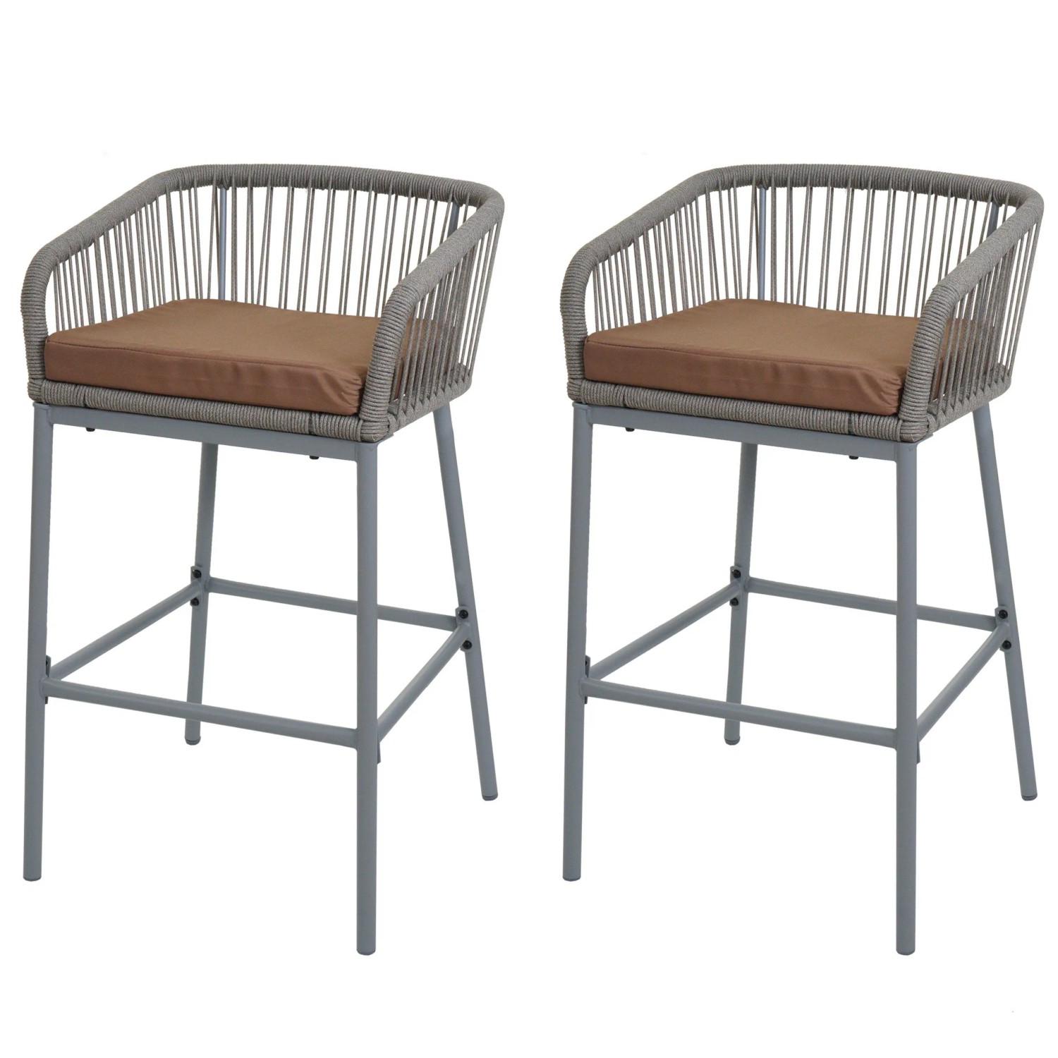 Proregal 2er-Set Rope-Barhocker HxBxT 92x51x53 cm Sitzhöhe 76cm Outdoor Sit günstig online kaufen