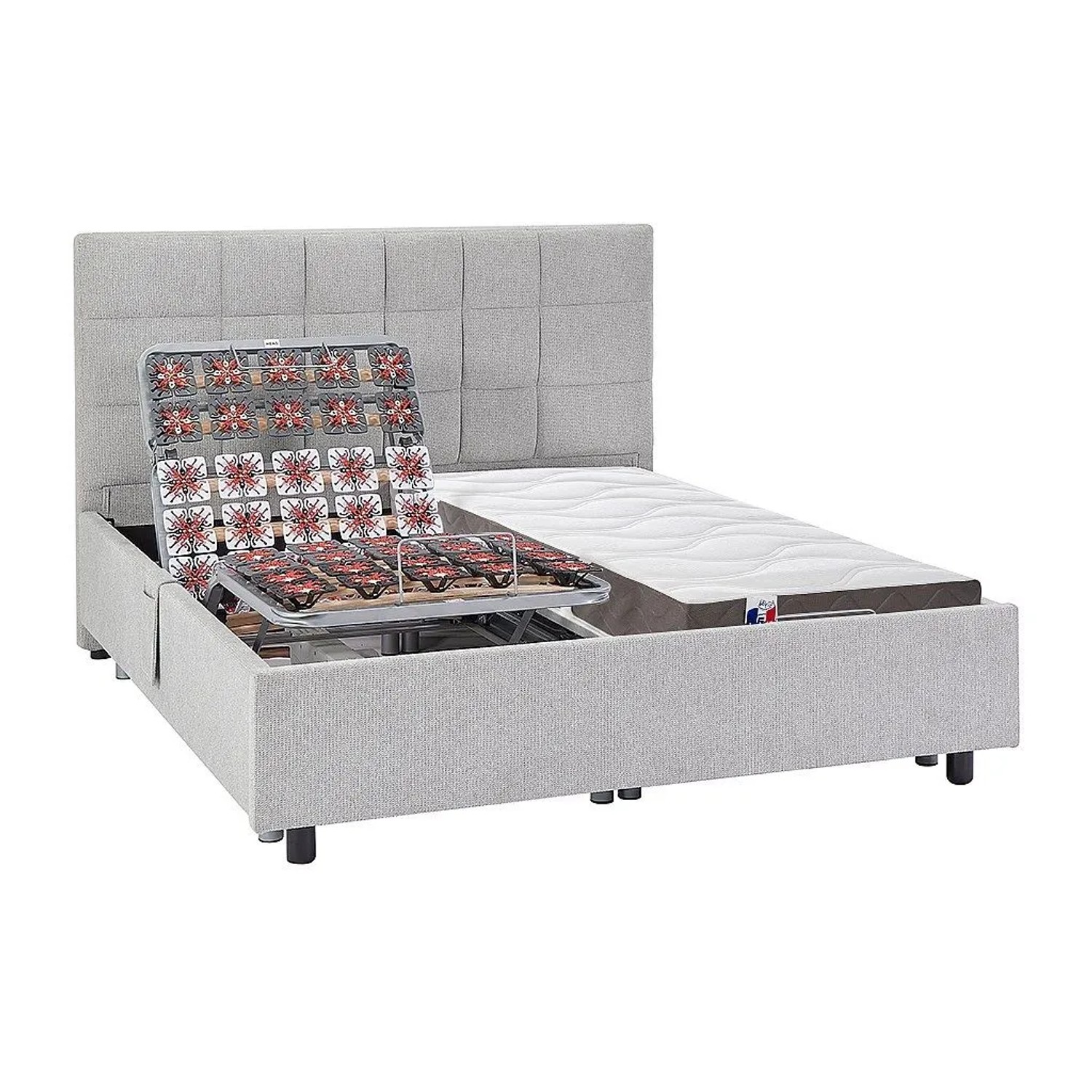 Vente-unique Bett Mit Elektrischem Lattenrost Jofar Grau 204 cm  70 cm  12 cm