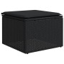 Schwarzer vidaXL Gartenhocker/Tisch aus Polyrattan mit Kissen, Teil der 11-tlg. Sofagarnitur.