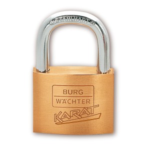 Burg Wächter Vorhangschloss Karat 217 40/6 SB aus Messing mit Stahlbügel.