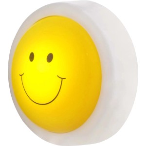 Gelbes Globo LED-Nachtlicht Kiddy mit Smiley-Motiv für Kinderzimmer.