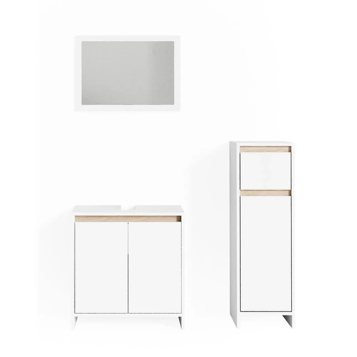 Vicco Badmöbel-Set Emma Weiß/Sonoma 60 x 60 3-teilig
