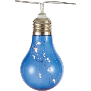 Bunte Solarlichterkette mit Glühbirne, blaue Glühbirne mit warmweißen LEDs.