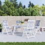 4er Set Hochlehner Auflagen mit grauem Karomuster für Gartenstühle.