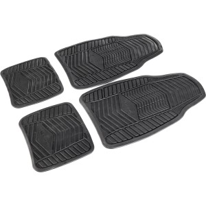Michelin Universal Gummi-Fußmatten, 4er-Set, schwarz, mit Rillenprofil und Anti-Rutsch-Noppen.