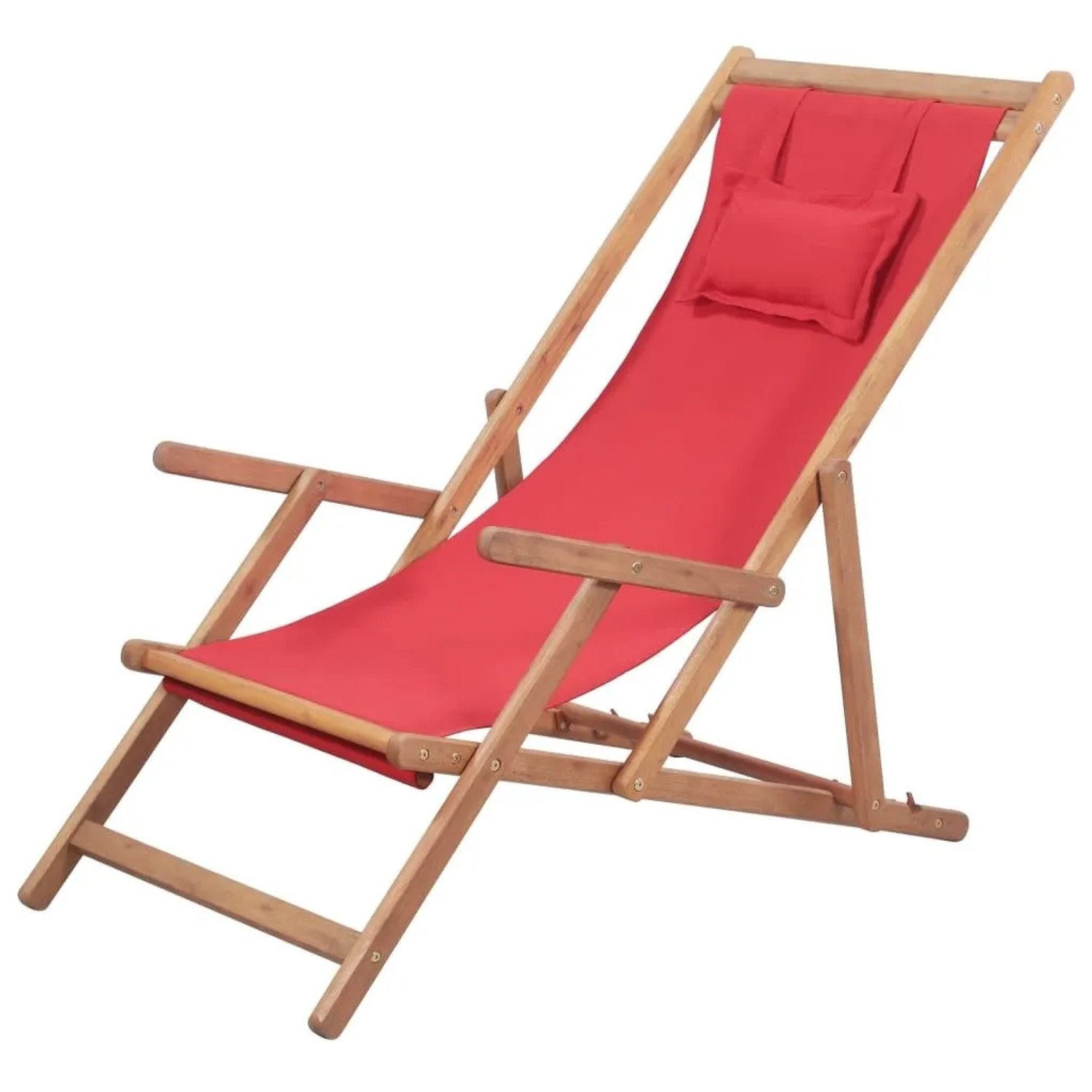 vidaXL Strandstuhl Klappbar Stoff und Massivholz Rot 43995
