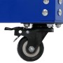 Detailansicht der schwarzen Lenkrolle mit Feststellbremse am blauen PROREGAL Werkzeugwagen. Ideal für Werkstattwagen.