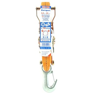 Conacord Spanngurt Pro, blau, 5 m lang, mit Ratsche und 2 Haken.