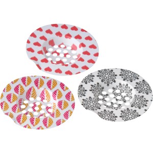 Fackelmann Abflusssiebe, 3 Stück mit Herz-, Blatt- und Blütenmuster, Ø 38mm.