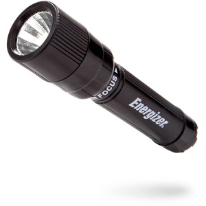 Schwarze Energizer X-Focus Taschenlampe mit Strahlfokussierung und AAA Batterie.
