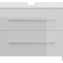 Posseik Waschbeckenunterschrank Mondial, 85 cm, Weiß Hochglanz mit zwei Schubladen und Standfüßen.