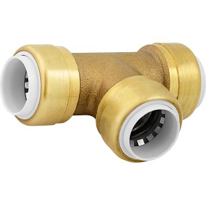 LUX Steckfitting aus Messing, Ø 20 mm, T-Stück für Rohre. Sichere Verbindung für Trinkwasser- und Heizungsrohre.