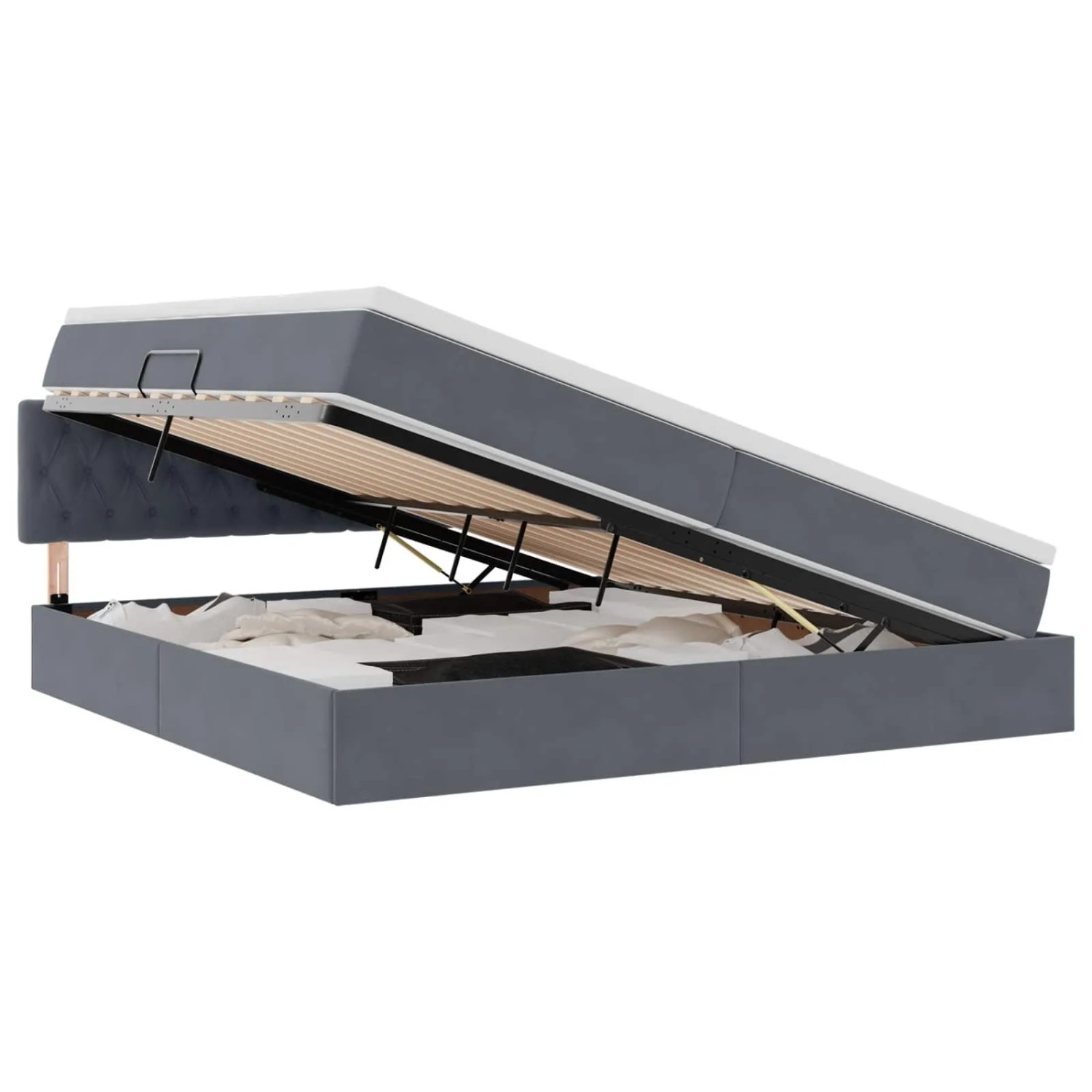 vidaXL Bett mit Stauraum und LED Dunkelgrau 200 x 200 cm Samt 3371476 günstig online kaufen