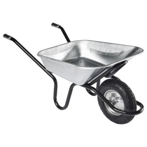 Haemmerlin Schubkarre Bau Plus, 100 l, verzinkte Mulde, Luftrad. Robuste Baukarre für vielfältige Einsätze.