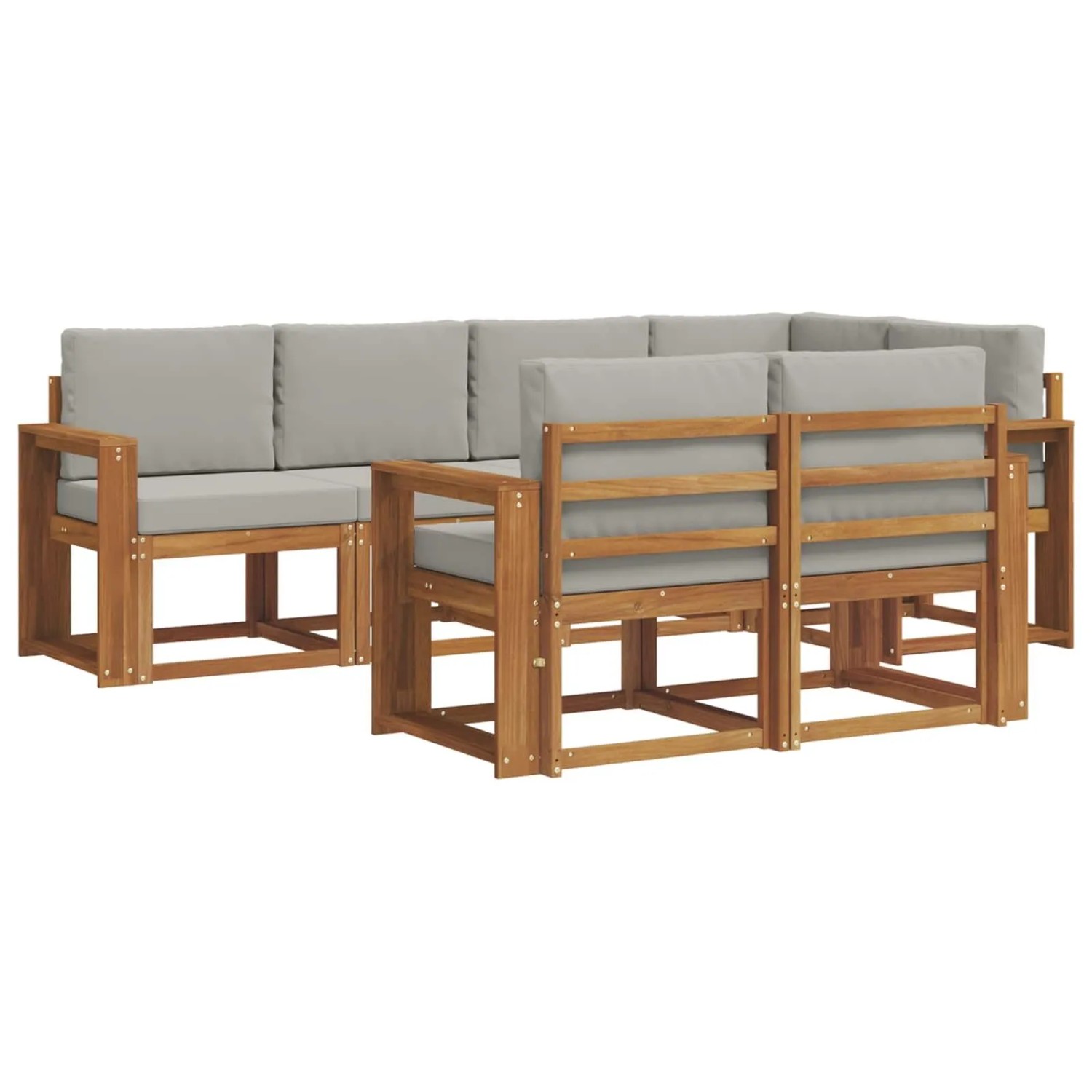 vidaXL Outdoor-Sofagarnitur mit Kissen 7-Tlg Natur und Hellgrau 3366539