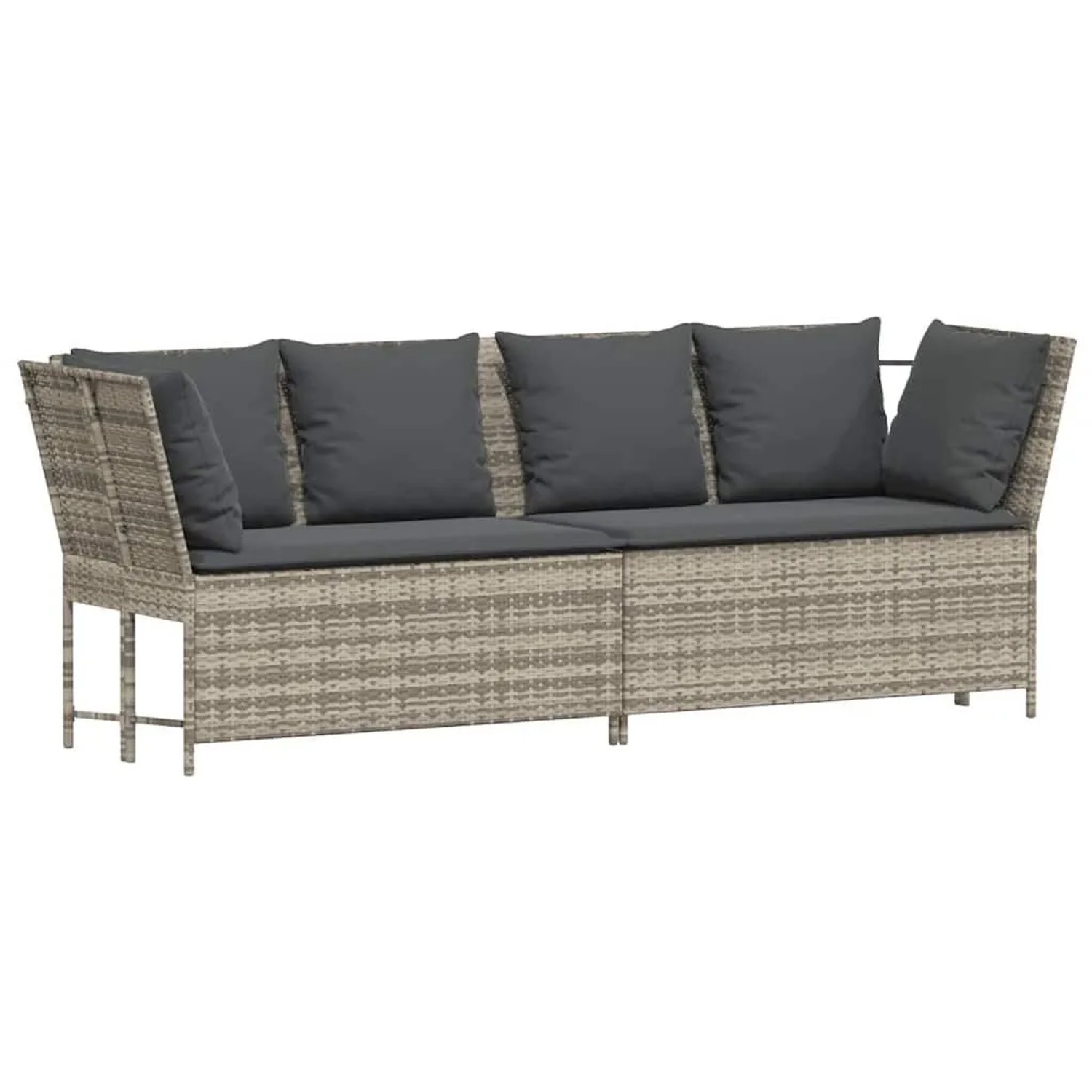 vidaXL Gartensofa mit Kissen Hellgrau Poly Rattan 4104127