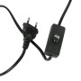 Detailaufnahme: Stecker und Schalter der blauen Lavalampe Yvonne, Design-Tischlampe.