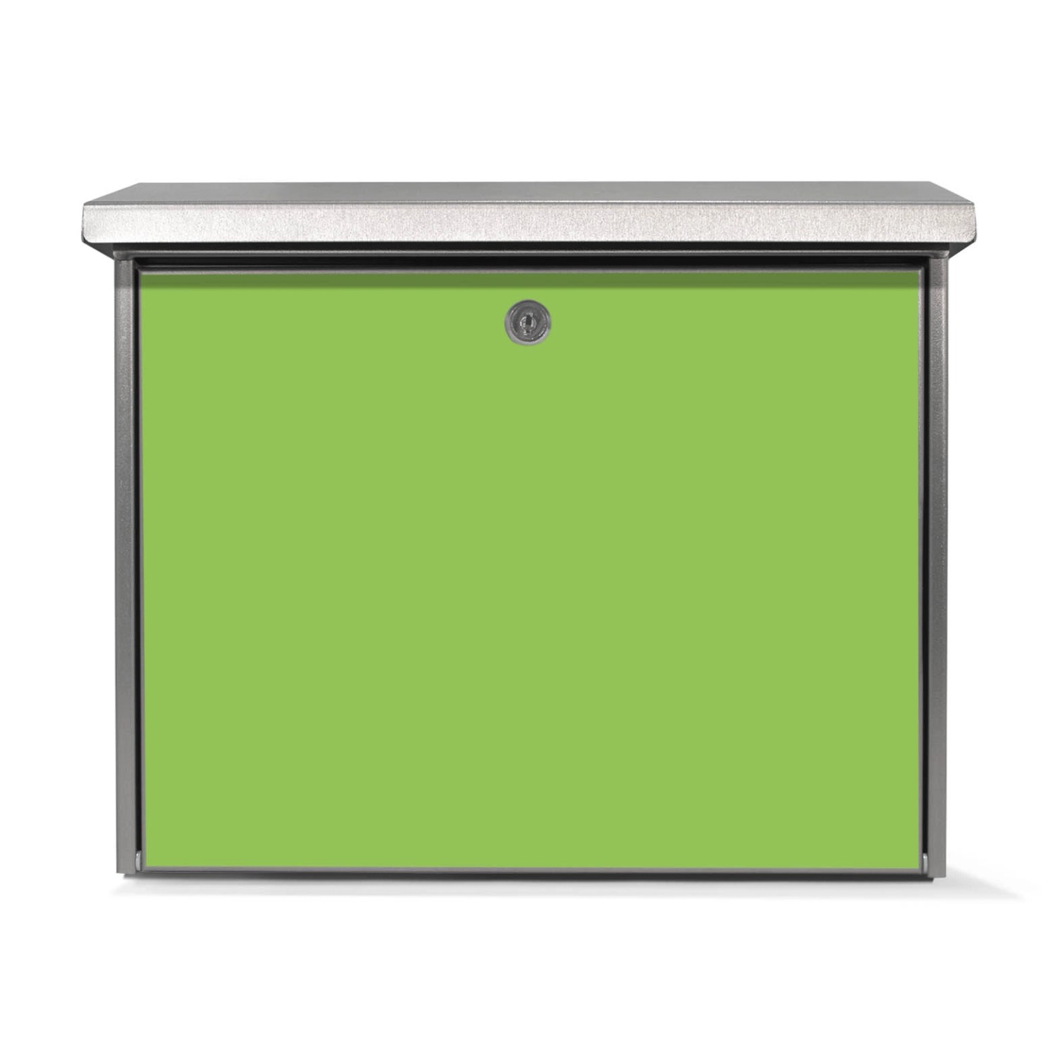 Banjado Edelstahl Briefkasten in Limettengrün, 38.5x31.5x12cm, ohne Zeitungsfach.
