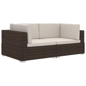 vidaXL Ecksofas 2 Stk mit Auflagen Poly Rattan Braun 47261