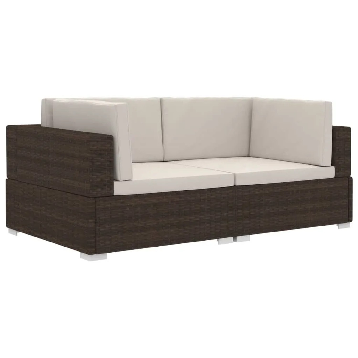 vidaXL Ecksofas 2 Stk mit Auflagen Poly Rattan Braun 47261