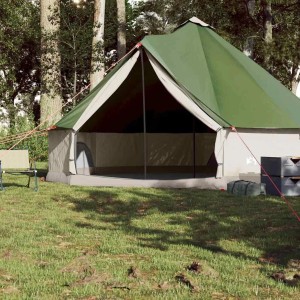 Großes grünes vidaXL Tipi-Familienzelt für 8 Personen beim Camping.