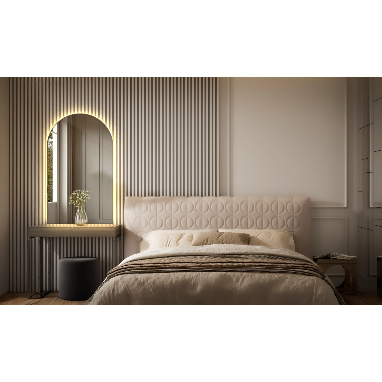 Tulup LED Spiegel LED Spiegel Bogenform 40x70 cm LED Badezimmerspiegel Moderner LED Spiegel Warmweiß 3000K_5