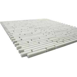 Mosaikmatte Superslim Bianco Beige, 30,5x30,5 cm. Feine, längliche Mosaikfliesen in Weiß-Beige.
