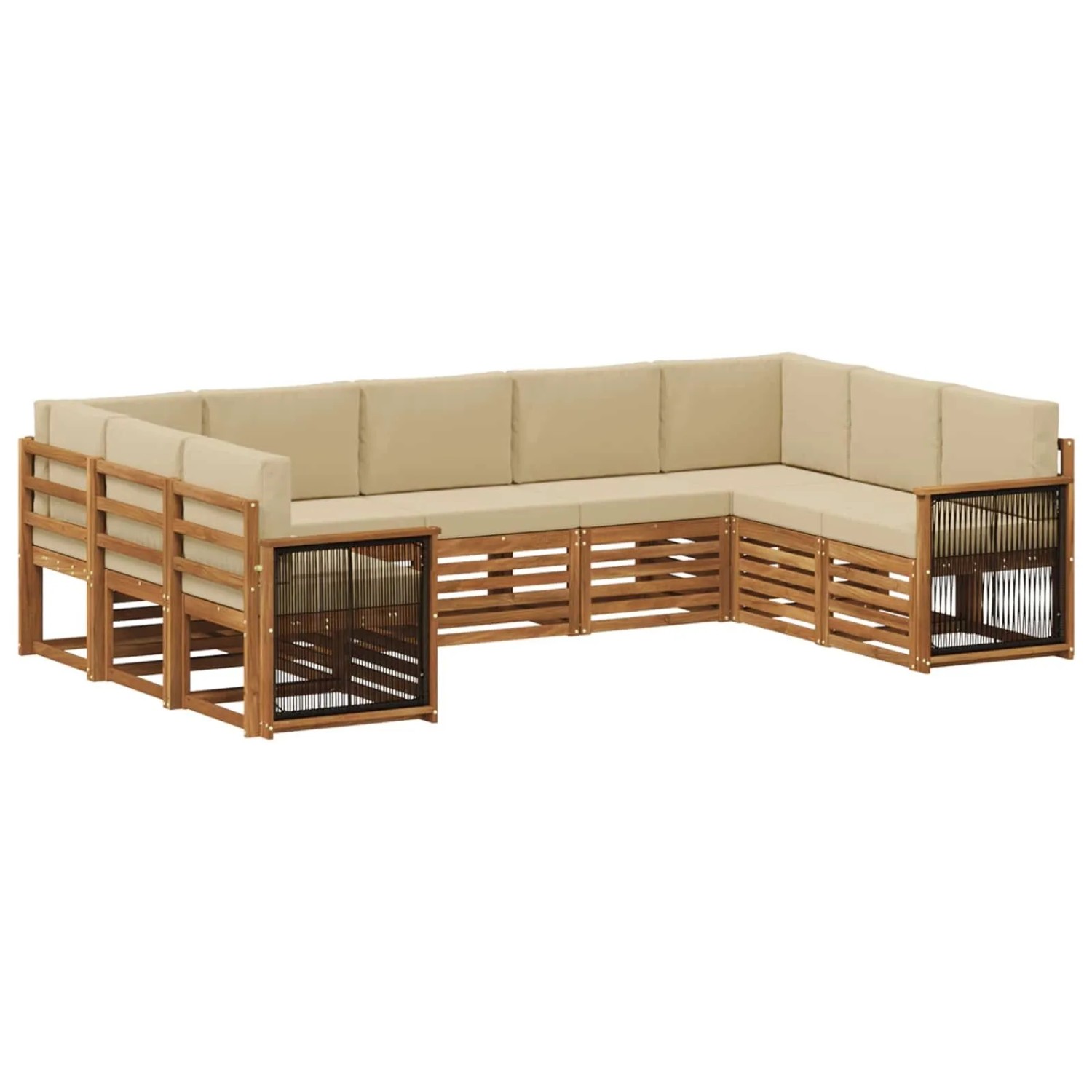 vidaXL Ecksofa Set 7 Stk Natur Massives Akazienholz und Polyester 3384834